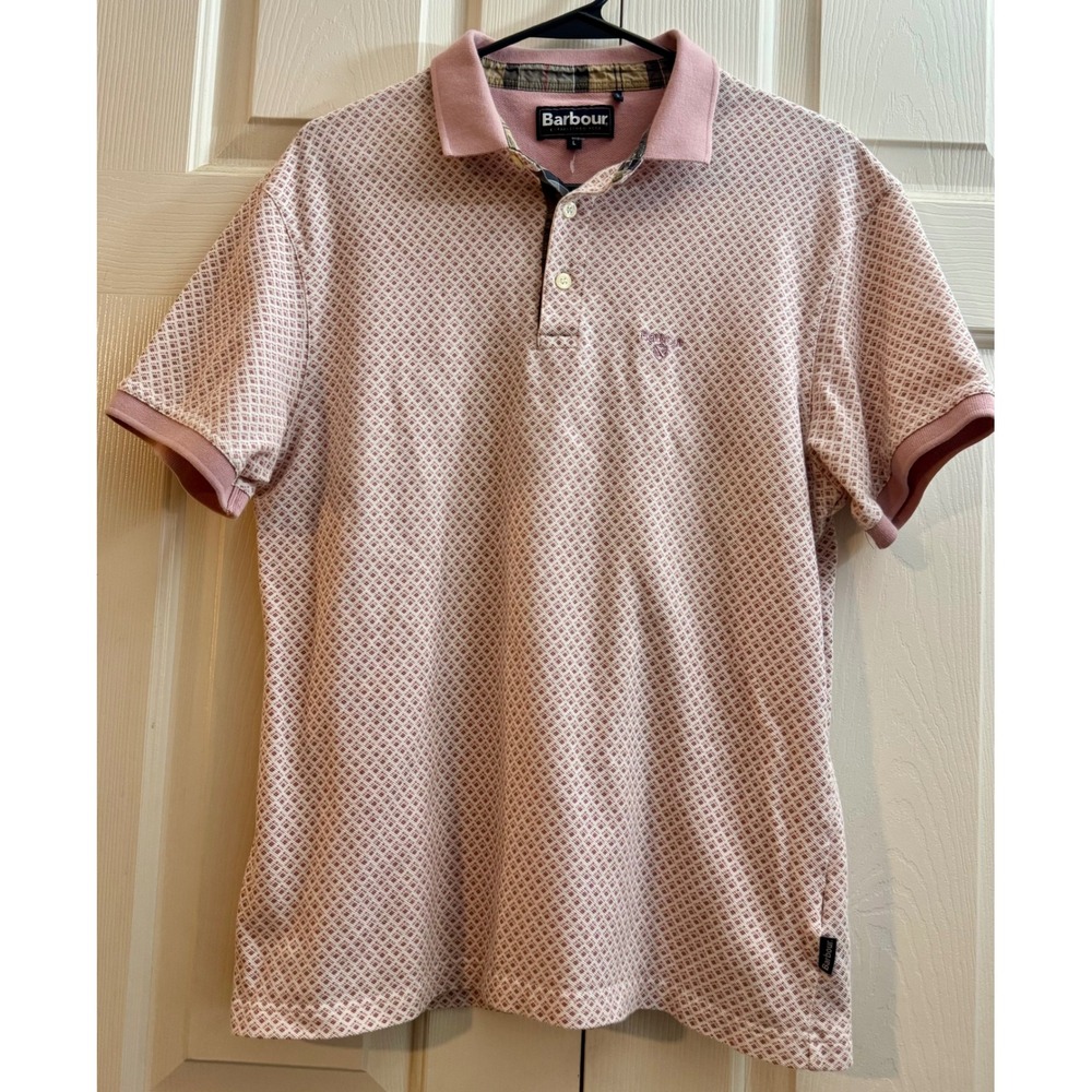 Barbour Copgrove Texture Jacquard Polo‎ Men's Sz Large Chest Logo Old Money